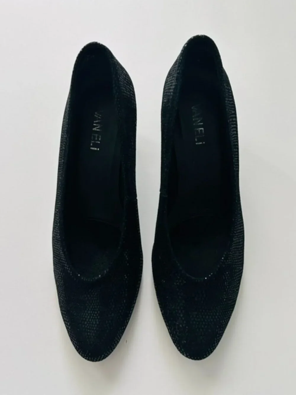 Vaneli Women's Dune Black Suede Heeled Shoes, Size 8M